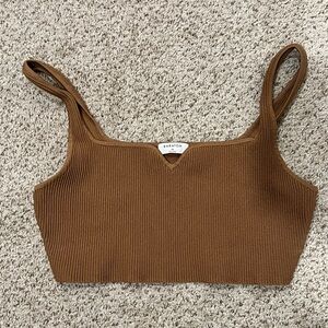 Aritzia Babaton Brown Ribbed Knit Crop Top (NWOT)